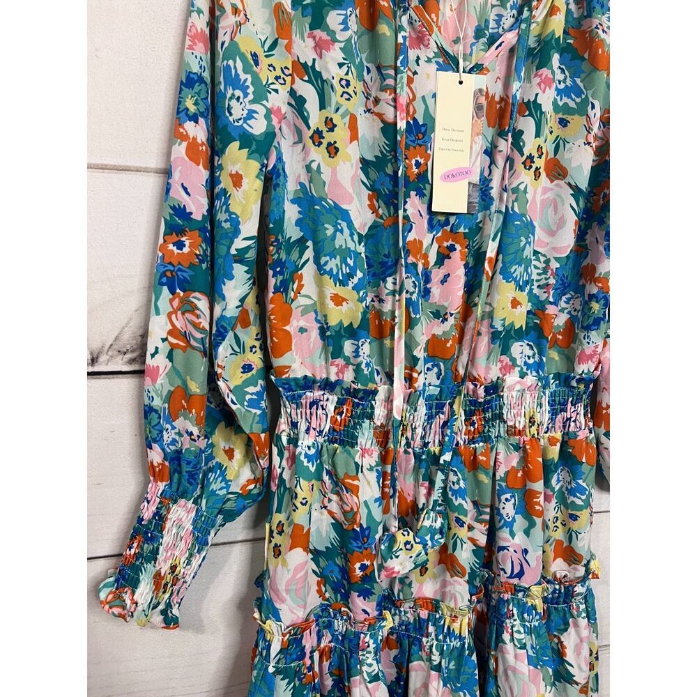 NWT Dokotoo Floral Dress Size MED Long Sleeve Ruffles - Picture 6 of 6